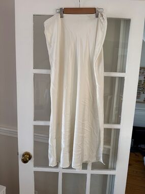 Abercrombie and Fitch White Satin Maxi Slip Skirt